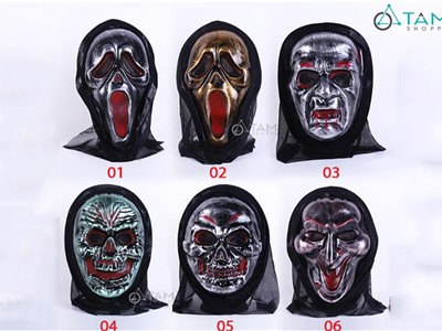 Mặt nạ Halloween ma quỷ bằng nhựa vàng đồng nhiều kiểu HLW-MN-29